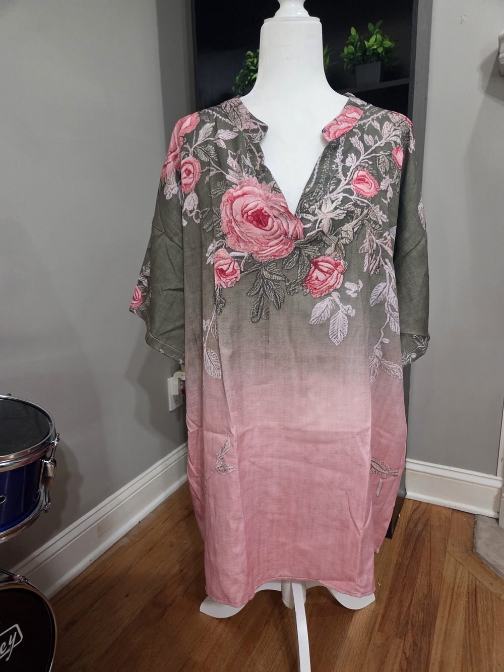 Pink & Olive Floral Tunic Womens Plus